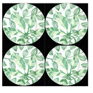 Set of 4 Lulu DK Leaf Salad Plates Porcelain Green White